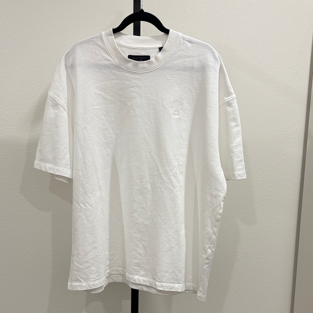 All Saints Haven Embroidered Logo Oversized T-Shirt XX Large White